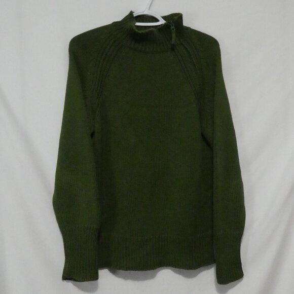 ZARA JEANS | medium | Stylish Green Knit Cotton Sweater | Zip Detail - Picture 1 of 14